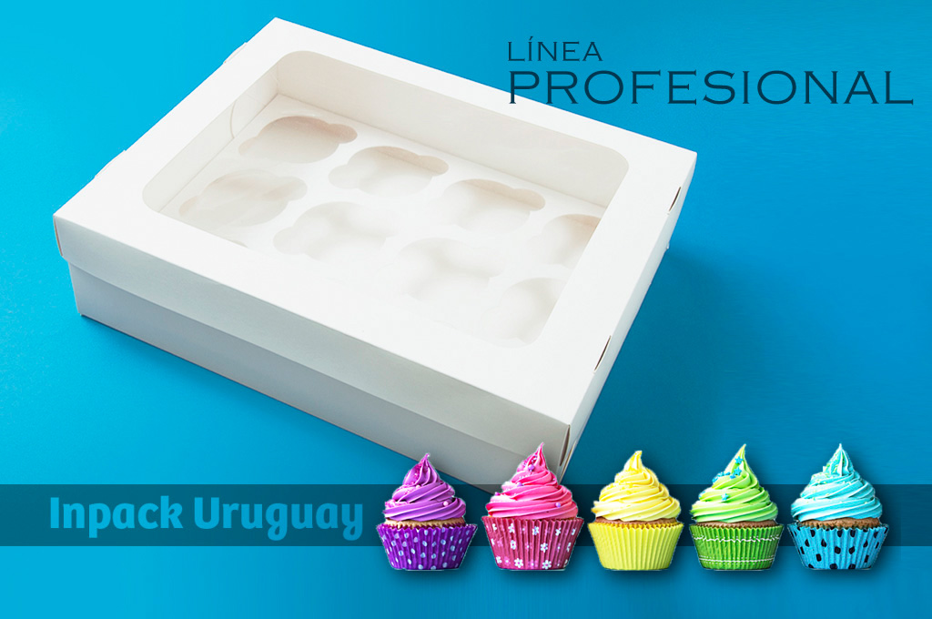 Cajas para cupcakes de 6 y 12 unidades estándar y 12 mini cupcakes Medidas: 6 unidades: 25 x 17.5 x 8.5 cms. - 12 unidades: 32.5 x 25 x 8.5 cms. Tapa con visor.