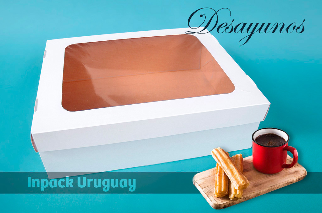 Medidas: 30.5 x 24 x 9.5 cms. Base en micro corrugado y tapa con visor.